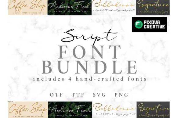 Script 4 Bundle: Elevate Your Brand with Elegant Typeface Options